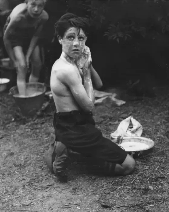 Framed Print : Outdoor washing, Boys Club 1928 Framed Print : Outdoor washing, Boys Club 1928