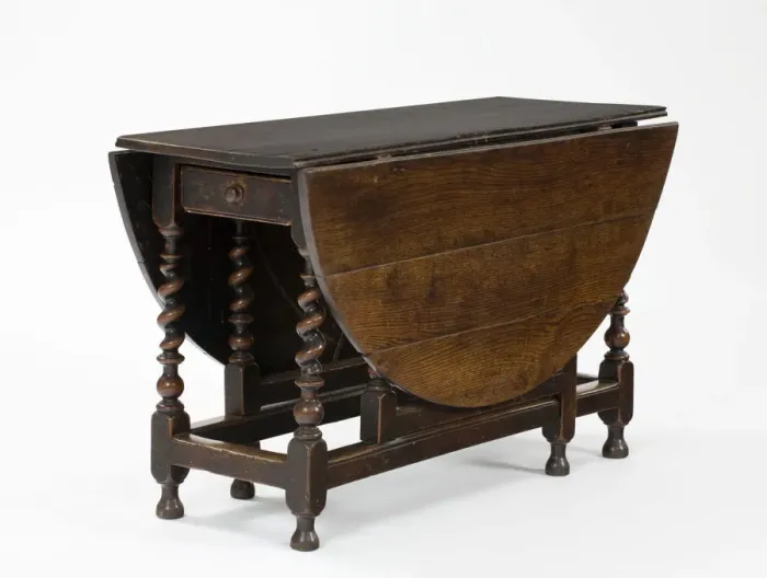 Framed Print : Table. Oval oak gateleg table made from oak, elm Framed Print : Table. Oval oak gateleg table made from oak, elm