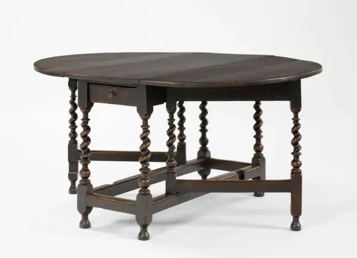 Framed Print : Table. Oval oak gateleg table made from oak, elm Framed Print : Table. Oval oak gateleg table made from oak, elm