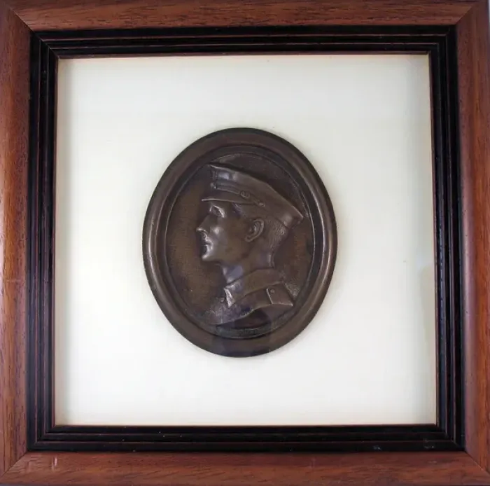 Framed Print : Oval plaque in relief depicting the head of a young Tommy Framed Print : Oval plaque in relief depicting the head of a young Tommy