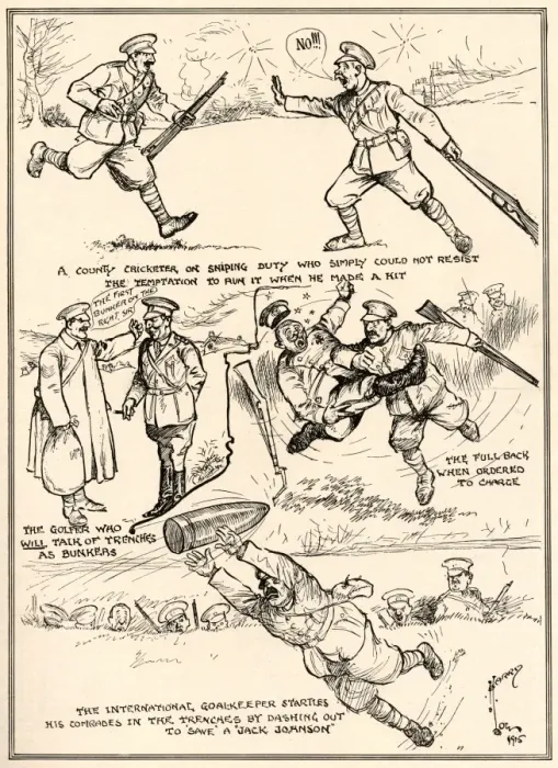 Framed Print : The over-enthusiasm of some sportsmen in the trenches Framed Print : The over-enthusiasm of some sportsmen in the trenches