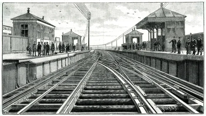 Framed Print : Overhead Electric Railway Station, Liverpool Docks 1893 Framed Print : Overhead Electric Railway Station, Liverpool Docks 1893