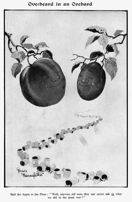 Framed Print : Overheard in an Orchard by Bruce Bairnsfather Framed Print : Overheard in an Orchard by Bruce Bairnsfather