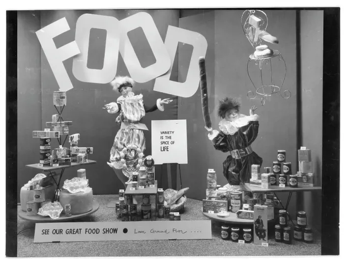 Framed Print : Owen Owen Food festival window display Framed Print : Owen Owen Food festival window display