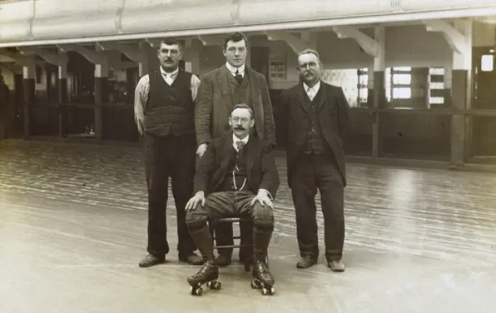 Framed Print : Owner and Staff of a Rollerskating rink Framed Print : Owner and Staff of a Rollerskating rink