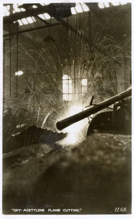 Framed Print : Oxyacetylene flame cutting in a factory or workshop Framed Print : Oxyacetylene flame cutting in a factory or workshop