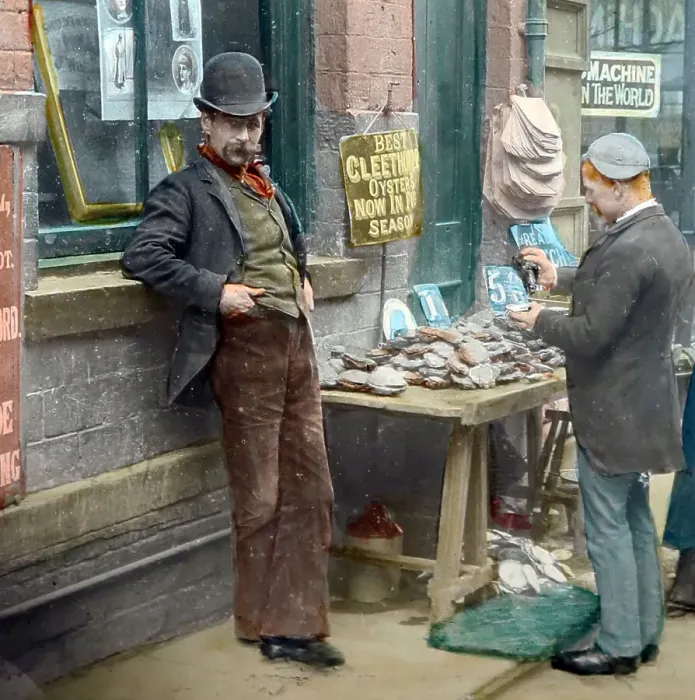 Framed Print : Oyster seller, Victorian period Framed Print : Oyster seller, Victorian period