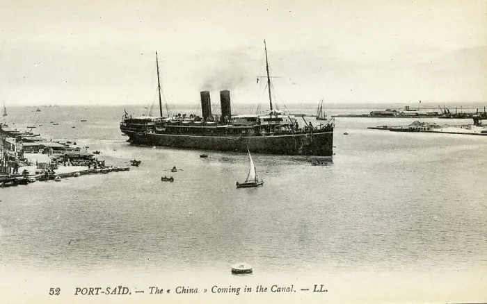 Framed Print : P and O RMS China entering the Suez Canal at Port Said Framed Print : P and O RMS China entering the Suez Canal at Port Said