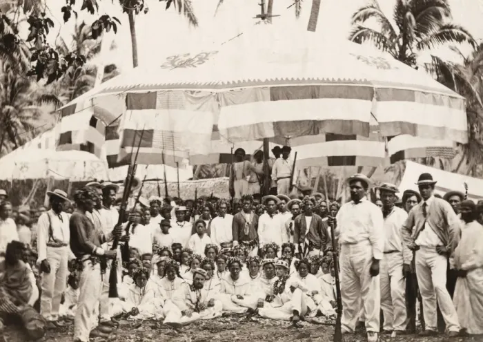 Framed Print : Pacific Islands, Oceania: group at a celebration Framed Print : Pacific Islands, Oceania: group at a celebration
