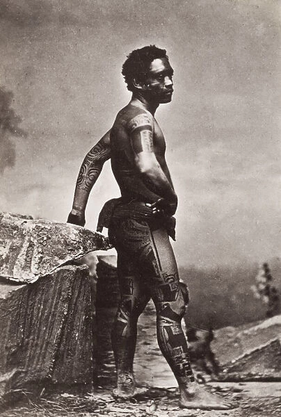 Pacific Islands, Oceania: portrait of man with tattoos