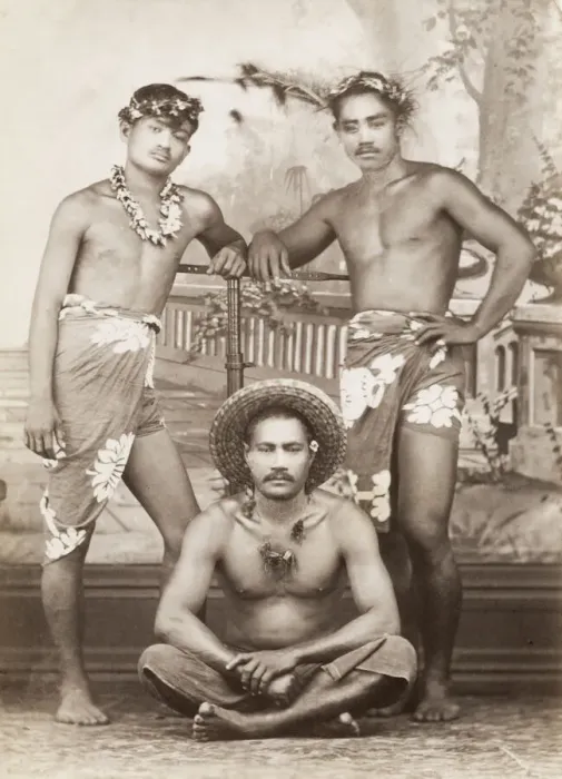 Framed Print : Pacific Islands, Oceania: portrait of three men Framed Print : Pacific Islands, Oceania: portrait of three men