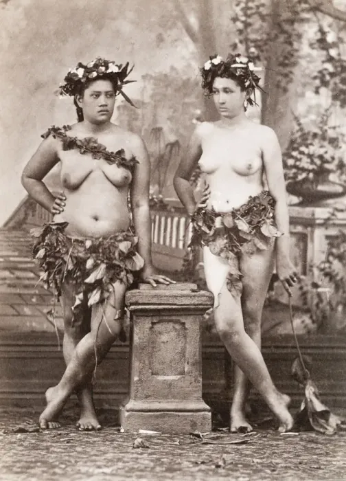 Framed Print : Pacific Islands, Oceania: portrait of two young women Framed Print : Pacific Islands, Oceania: portrait of two young women