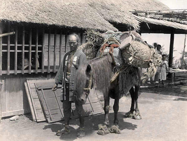 Pack horse with grass shoes, Japan, c. 1880 s