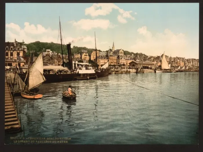 Framed Print : Packet boat leaving Joinville Quay, Trouville, France Framed Print : Packet boat leaving Joinville Quay, Trouville, France