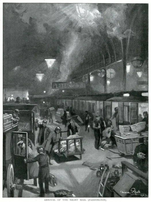 Framed Print : Paddington Station, arrival of the night Mail 1902 Framed Print : Paddington Station, arrival of the night Mail 1902