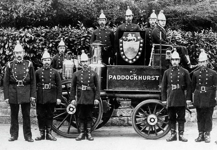 Framed Print : Paddockhurst Fire Brigade probably Victorian period Framed Print : Paddockhurst Fire Brigade probably Victorian period