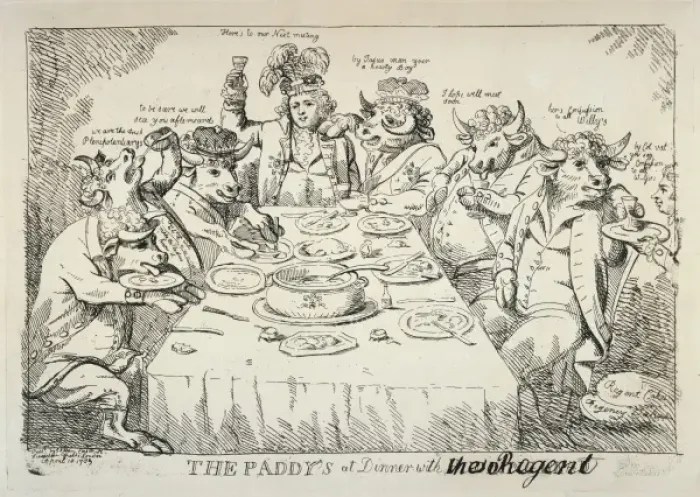 Framed Print : The paddys at dinner with Puddinghead the Regent Framed Print : The paddys at dinner with Puddinghead the Regent