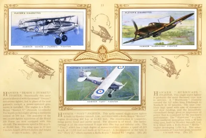 Framed Print : Page from Aircraft of the Royal Air Force card album Framed Print : Page from Aircraft of the Royal Air Force card album