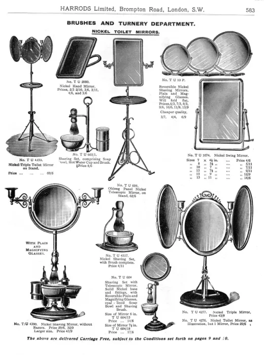 Framed Print : Page from catalogue of nickel toilet mirrors Framed Print : Page from catalogue of nickel toilet mirrors