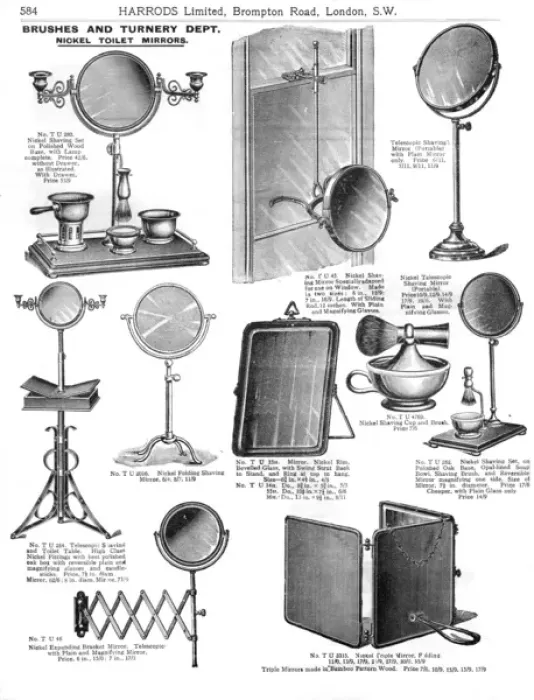 Framed Print : Page from catalogue of nickel toilet mirrors Framed Print : Page from catalogue of nickel toilet mirrors