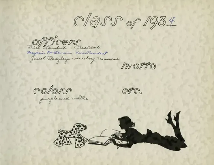 Framed Print : Page design, class of 1934, School Silhouettes