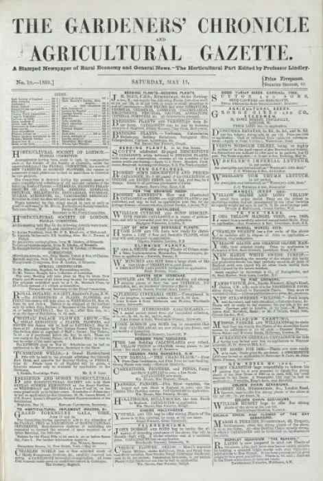 Framed Print : Front page of The Gardeners Chronicle Framed Print : Front page of The Gardeners Chronicle