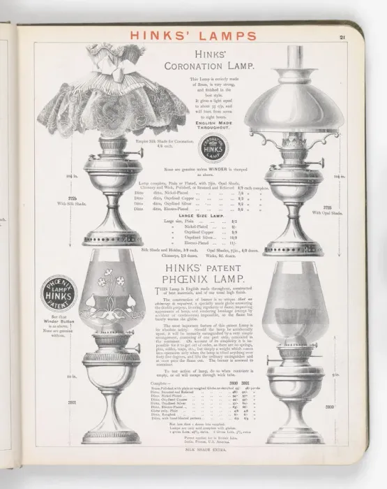 Framed Print : Page from Hinks Lamps catalogue