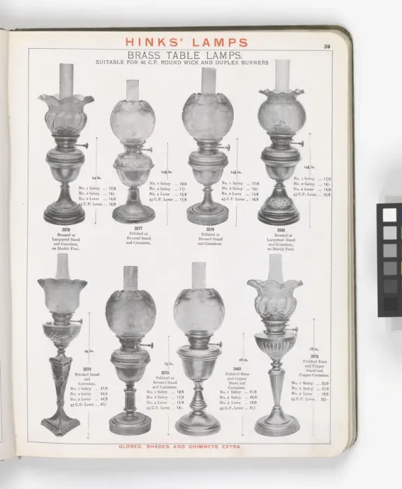 Framed Print : Page from Hinks Lamps catalogue