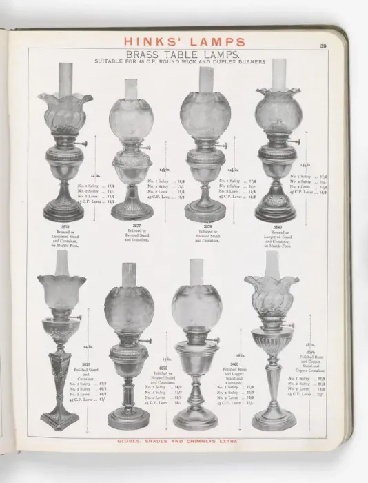 Framed Print : Page from Hinks Lamps catalogue