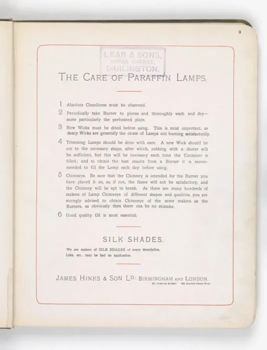 Framed Print : Page from Hinks Lamps catalogue Framed Print : Page from Hinks Lamps catalogue