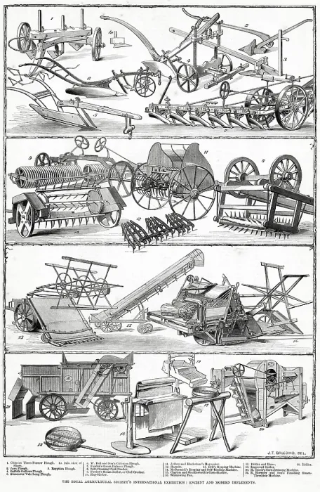 Framed Print : A page in The Illustrated London News showing different equipment used for ploughing. Date: 1879 Framed Print : A page in The Illustrated London News showing different equipment used for ploughing. Date: 1879