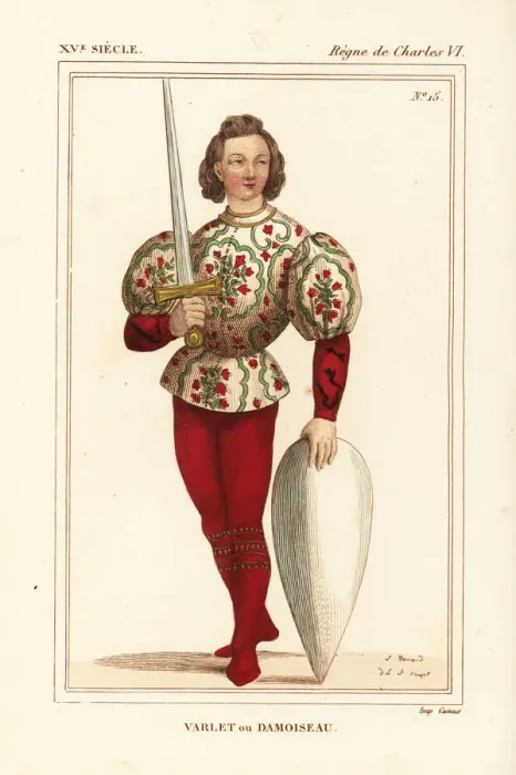 Framed Print : Page or squire, Varlet ou damoiseau, to a Framed Print : Page or squire, Varlet ou damoiseau, to a