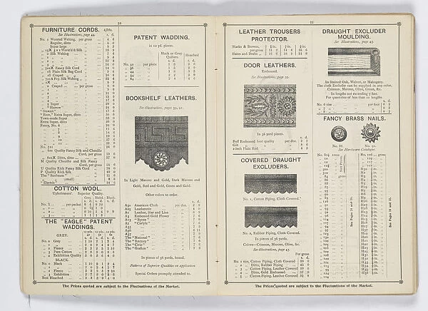 Pages from 1899 Price List, Upholstery, Trimmings &c