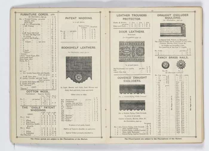 Framed Print : Pages from 1899 Price List, Upholstery, Trimmings &c Framed Print : Pages from 1899 Price List, Upholstery, Trimmings &c