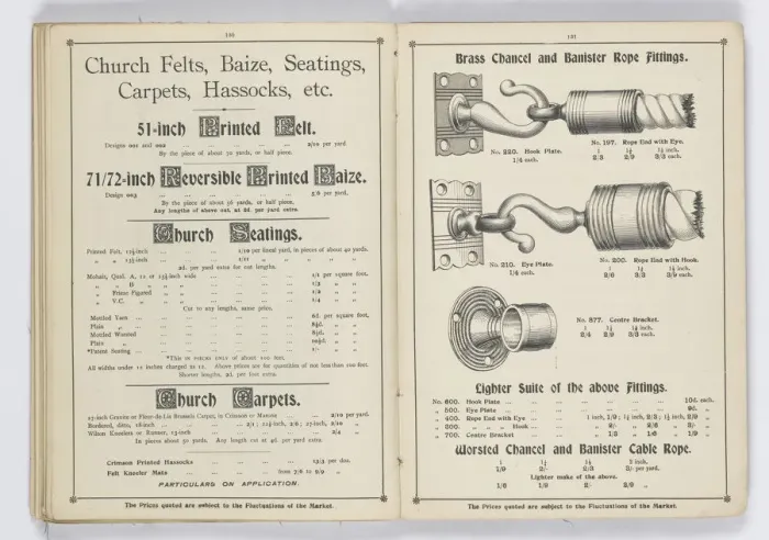 Framed Print : Pages from 1899 Price List, Upholstery, Trimmings &c Framed Print : Pages from 1899 Price List, Upholstery, Trimmings &c