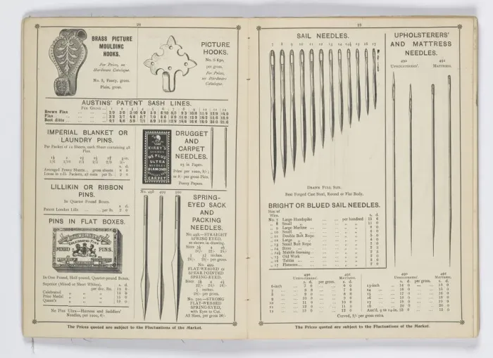 Framed Print : Pages from 1899 Price List, Upholstery, Trimmings &c Framed Print : Pages from 1899 Price List, Upholstery, Trimmings &c