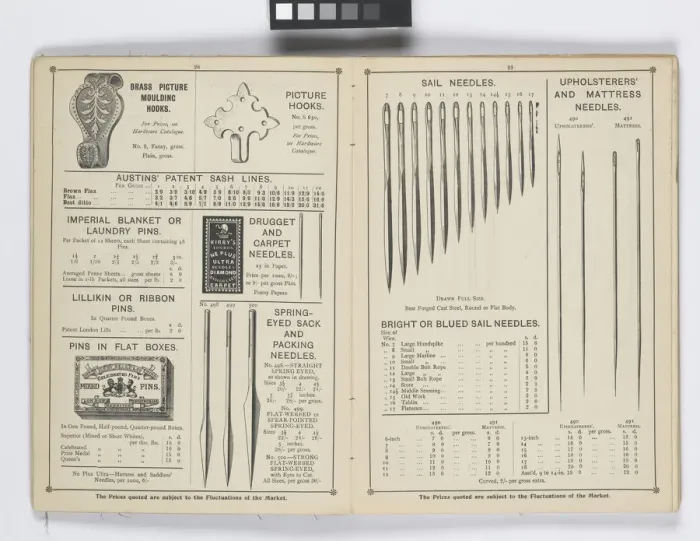 Framed Print : Pages from 1899 Price List, Upholstery, Trimmings &c Framed Print : Pages from 1899 Price List, Upholstery, Trimmings &c