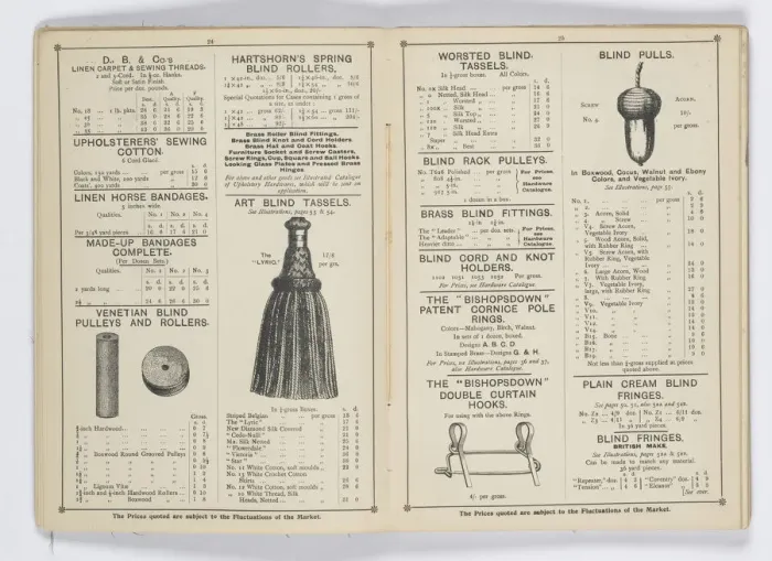 Framed Print : Pages from 1899 Price List, Upholstery, Trimmings &c Framed Print : Pages from 1899 Price List, Upholstery, Trimmings &c