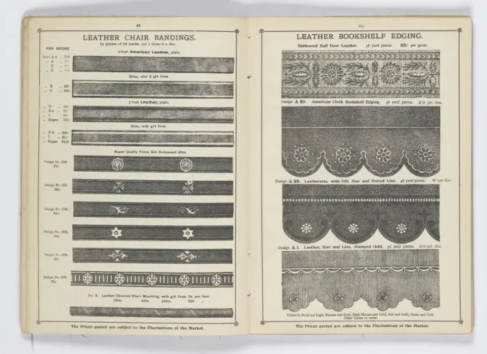 Framed Print : Pages from 1899 Price List, Upholstery, Trimmings &c Framed Print : Pages from 1899 Price List, Upholstery, Trimmings &c