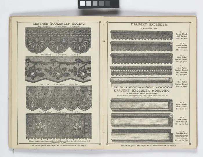 Framed Print : Pages from 1899 Price List, Upholstery, Trimmings &c Framed Print : Pages from 1899 Price List, Upholstery, Trimmings &c
