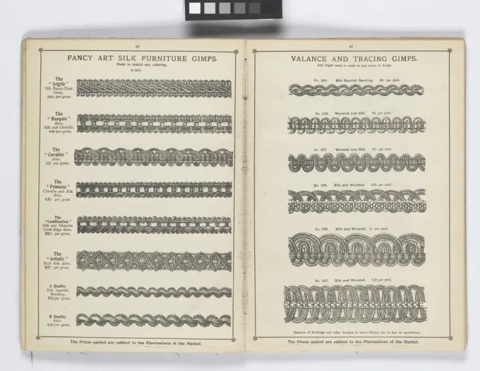 Framed Print : Pages from 1899 Price List, Upholstery, Trimmings &c Framed Print : Pages from 1899 Price List, Upholstery, Trimmings &c