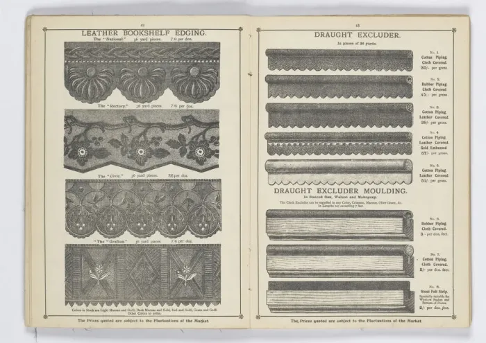 Framed Print : Pages from 1899 Price List, Upholstery, Trimmings &c Framed Print : Pages from 1899 Price List, Upholstery, Trimmings &c