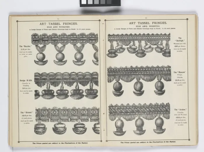 Framed Print : Pages from 1899 Price List, Upholstery, Trimmings &c Framed Print : Pages from 1899 Price List, Upholstery, Trimmings &c