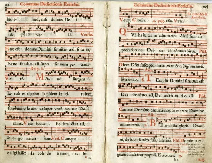 Framed Print : Two pages of music, Commune Dedicationis Ecclesiae Framed Print : Two pages of music, Commune Dedicationis Ecclesiae