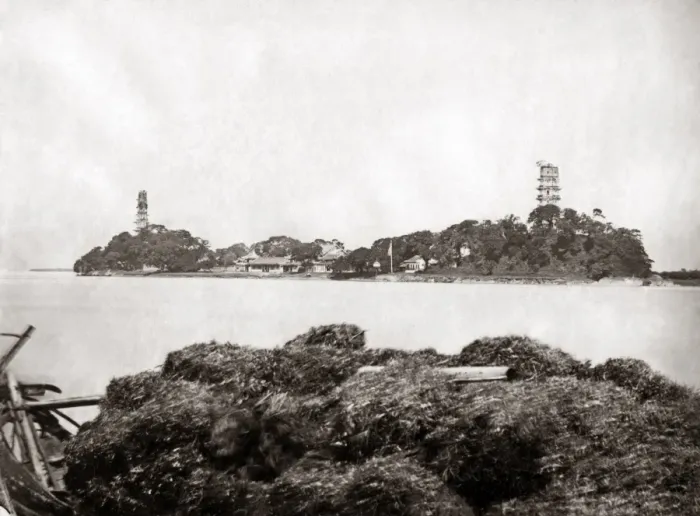 Framed Print : Pagodas, probably near Canton (Guangzhou) China circa 1880s Framed Print : Pagodas, probably near Canton (Guangzhou) China circa 1880s