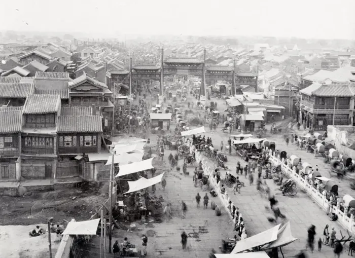 Framed Print : Paifang, pailou, arch and street scene, Peking, Beijing, China Framed Print : Paifang, pailou, arch and street scene, Peking, Beijing, China