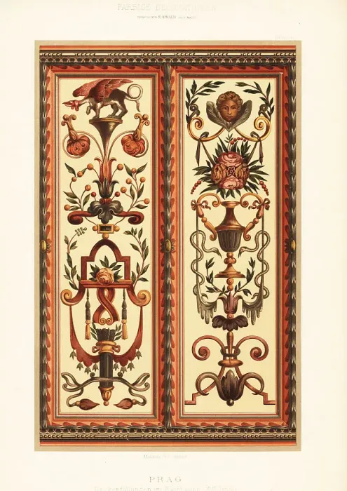 Framed Print : Painted ceiling patterns in the Old Town Hall, Prague, 17th cent Framed Print : Painted ceiling patterns in the Old Town Hall, Prague, 17th cent