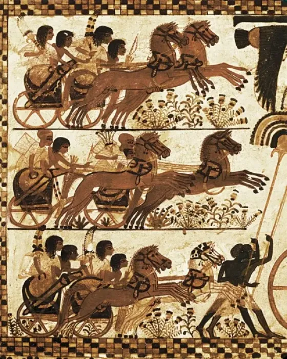 Framed Print : Painted chest depicting a king on his chariot Framed Print : Painted chest depicting a king on his chariot