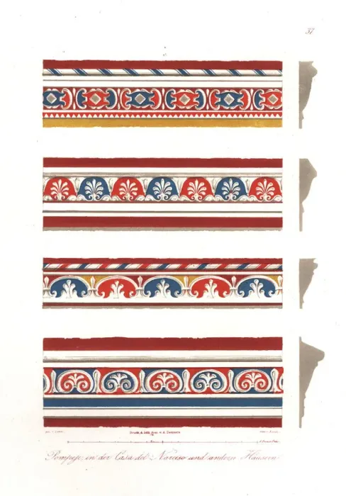 Framed Print : Painted cornices from the Casa del Narciso, Pompeii Framed Print : Painted cornices from the Casa del Narciso, Pompeii