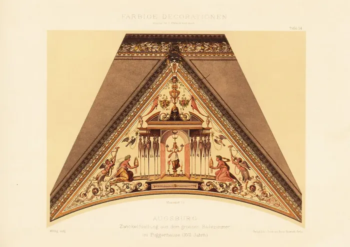 Framed Print : Painted gusset filling in the Fugger Houses, 17th century Framed Print : Painted gusset filling in the Fugger Houses, 17th century